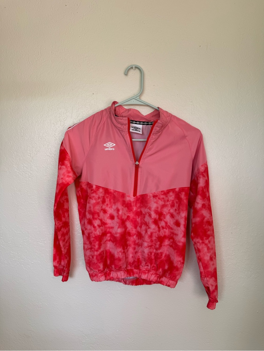 Umbro Pink Red Half-Zip Windbreaker Jacket